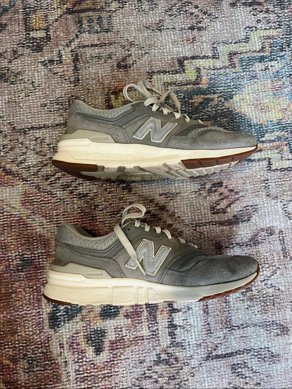 New Balance 997 Gray and White Athletic Sneakers